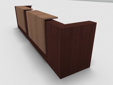 Quadrifoglio Z2 Empfangstheke C21 Wenge 445cm Blende:Walnuss Gestell:weiss
