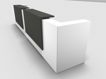 Quadrifoglio Z2 Empfangstheke C22 weiss 485cm Blende:Lack/umbra Gestell:silbern