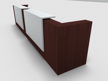 Quadrifoglio Z2 Empfangstheke C22 Wenge 485cm Blende:Lack/weiss Gestell:silbern