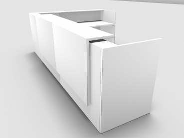 Quadrifoglio Z2 Empfangstheke C25 weiss 365x211cm Form:L Blende:weiss Gestell:weiss