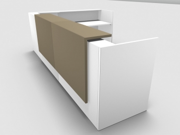 Quadrifoglio Z2 Empfangstheke C25 weiss 365x291cm Form:L Blende:Lack/beige Gestell:silbern