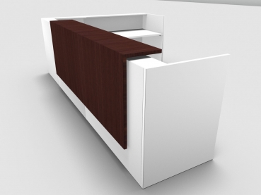 Quadrifoglio Z2 Empfangstheke C25 weiss 365x211cm Form:L Blende:Wenge Gestell:weiss