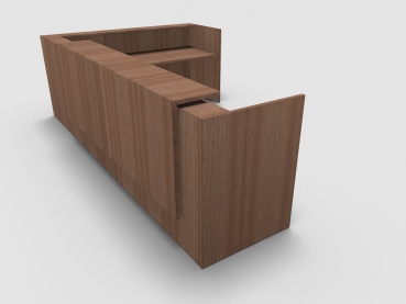 Quadrifoglio Z2 Empfangstheke C25 Walnuss 365x211cm Form:L Blende:Walnuss Gestell:weiss