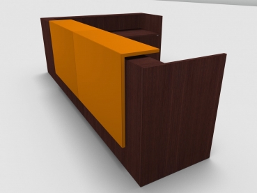 Quadrifoglio Z2 Empfangstheke C25 Wenge 365x291cm Form:L Blende:Lack/orange Gestell:silbern