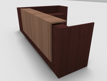 Quadrifoglio Z2 Empfangstheke C25 Wenge 365x211cm Form:L Blende:Walnuss Gestell:weiss