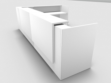Quadrifoglio Z2 Empfangstheke C26 weiss 406x291cm Form:L Blende:weiss Gestell:weiss