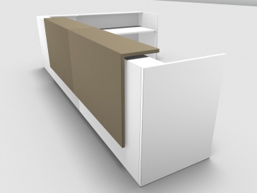 Quadrifoglio Z2 Empfangstheke C26 weiss 406x211cm Form:L Blende:Lack/beige Gestell:weiss
