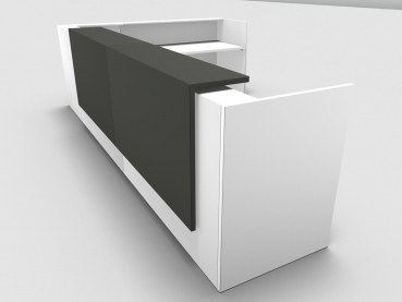 Quadrifoglio Z2 Empfangstheke C26 weiss 406x211cm Form:L Blende:Lack/umbra Gestell:weiss