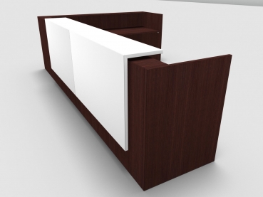 Quadrifoglio Z2 Empfangstheke C26 Wenge 406x291cm Form:L Blende:weiss Gestell:weiss