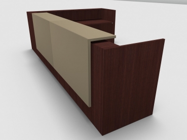 Quadrifoglio Z2 Empfangstheke C26 Wenge 406x211cm Form:L Blende:Lack/beige Gestell:weiss