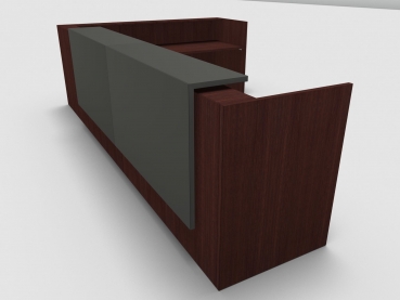 Quadrifoglio Z2 Empfangstheke C26 Wenge 406x211cm Form:L Blende:Lack/umbra Gestell:silbern