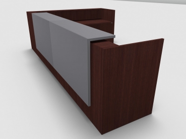 Quadrifoglio Z2 Empfangstheke C26 Wenge 406x211cm Form:L Blende:Lack/grau Gestell:weiss