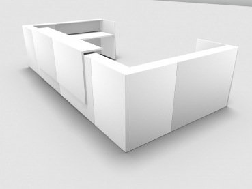 Quadrifoglio Z2 Empfangstheke C30 weiss 445x231cm Form:U Blende:weiss Gestell:silbern