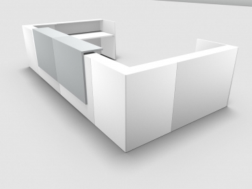 Quadrifoglio Z2 Empfangstheke C30 weiss 445x231cm Form:U Blende:Lack/weiss Gestell:silbern