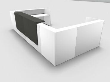 Quadrifoglio Z2 Empfangstheke C30 weiss 445x271cm Form:U Blende:Lack/umbra Gestell:silbern