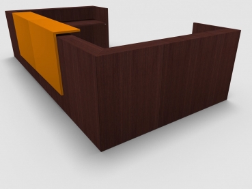 Quadrifoglio Z2 Empfangstheke C30 Wenge 445x251cm Form:U Blende:Lack/orange Gestell:weiss