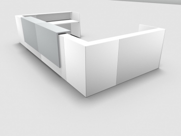Quadrifoglio Z2 Empfangstheke C31 weiss 485x231cm Form:U Blende:Lack/weiss Gestell:silbern