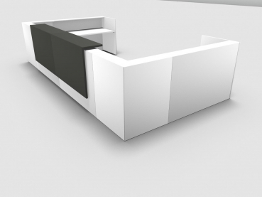 Quadrifoglio Z2 Empfangstheke C31 weiss 485x251cm Form:U Blende:Lack/umbra Gestell:silbern
