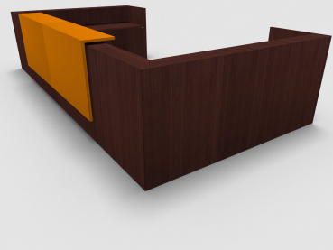 Quadrifoglio Z2 Empfangstheke C31 Wenge 485x231cm Form:U Blende:Lack/orange Gestell:weiss