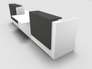 Quadrifoglio Z2 Empfangstheke C40 weiss 426cm Tisch:mittig Blende:Lack/umbra Gestell:silbern