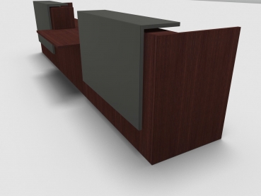 Quadrifoglio Z2 Empfangstheke C41 Wenge 466cm Tisch:mittig Blende:Lack/umbra Gestell:silbern