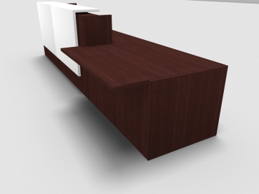 Quadrifoglio Z2 Empfangstheke C45 Wenge 426cm Tisch:links Blende:weiss Gestell:silbern