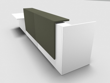 Quadrifoglio Z2 Empfangstheke C50 weiss 426cm Tisch:rechts Blende:Lack/gruen Gestell:weiss