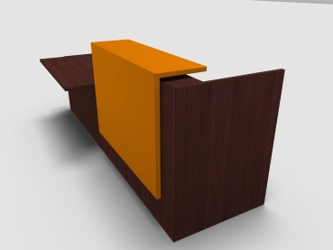 Quadrifoglio Z2 Empfangstheke C57 Wenge 286cm Tisch:rechts Blende:Lack/orange Gestell:silbern