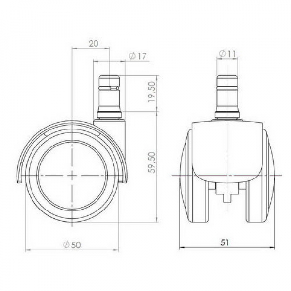 Bueroland UNIVERSAL Zubehoer Hartbodenrollen 50mm Stift:11mm