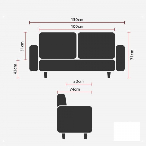 Bueroland HAMFAT Loungesofa Kunstleder schwarz 2-Sitzer