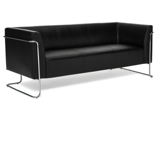 Bueroland HAMFAT Loungesofa Kunstleder schwarz 3-Sitzer