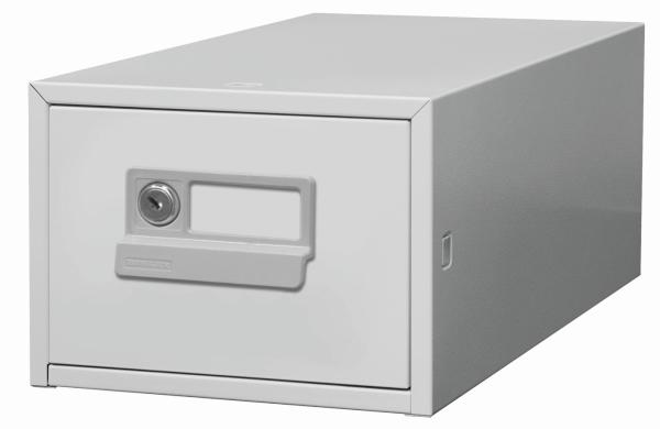 Bisley CARDBOX Karteikasten einbahnig A6 m.Schloss lichtgrau Bisley CARDBOX Karteikasten einbahnig A6 m.Schloss lichtgrau