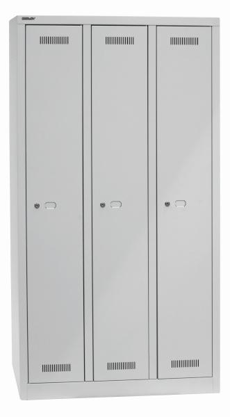 Bisley MONOBLOC Garderobenschrank dreitürig lichtgrau