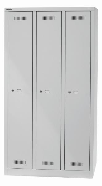 Bisley MONOBLOC Garderobenschrank dreitürig lichtgrau