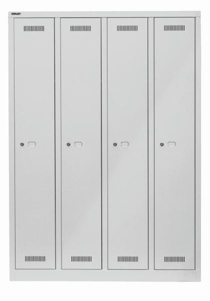 Bisley-MONOBLOC-Garderobenschrank-viertuerig-lichtgrau