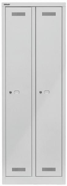 Bisley-MONOBLOC-Garderobenschrank-zweituerig-lichtgrau