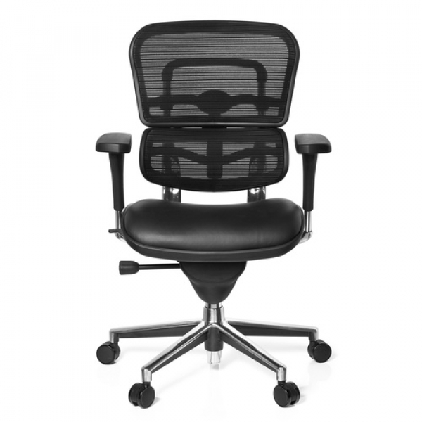 Bürostuhl / Chefsessel WASHINGTON BASE Sitz Leder/Rücken Netz schwarz