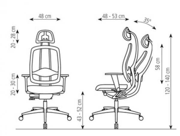 Bürostuhl TITAN mit Kopfstütze, beige