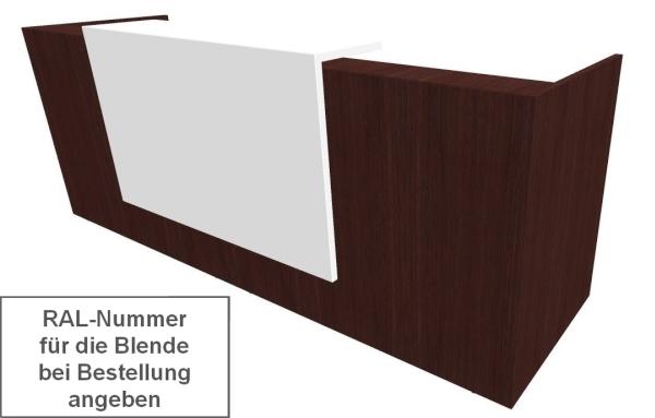 Quadrifoglio Z2 Empfangstheke C02 Wenge/Wunschfarbe Gestell:silbern Quadrifoglio Z2 Empfangstheke C02 Wenge/Wunschfarbe Gestell:silbern