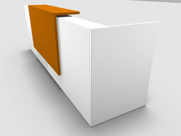 Quadrifoglio Z2 Empfangstheke C03 weiss 326cm Blende:Lack/orange Gestell:silbern Quadrifoglio Z2 Empfangstheke C03 weiss 326cm Blende:Lack/orange Gestell:silbern