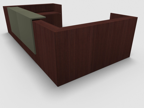 Quadrifoglio Z2 Empfangstheke C30 Wenge 445x231cm Form:U Blende:Lack/gruen Gestell:weiss Quadrifoglio Z2 Empfangstheke C30 Wenge 445x231cm Form:U Blende:Lack/gruen Gestell:weiss