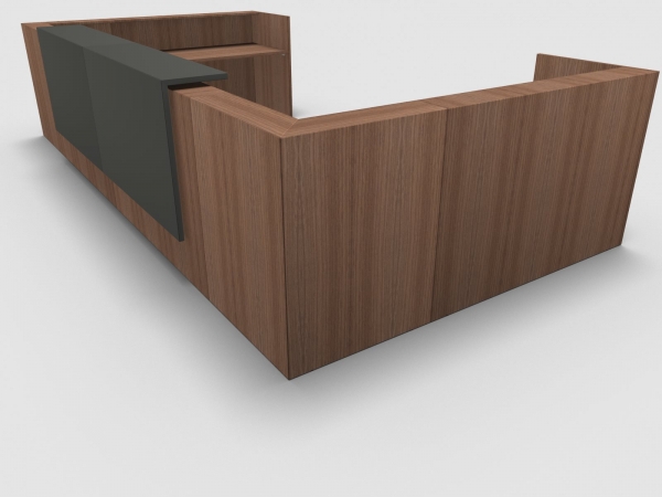 Quadrifoglio Z2 Empfangstheke C31 Walnuss 485x271cm Form:U Blende:Lack/umbra Gestell:weiss