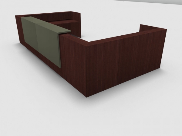 Quadrifoglio Z2 Empfangstheke C31 Wenge 485x271cm Form:U Blende:Lack/gruen Gestell:weiss