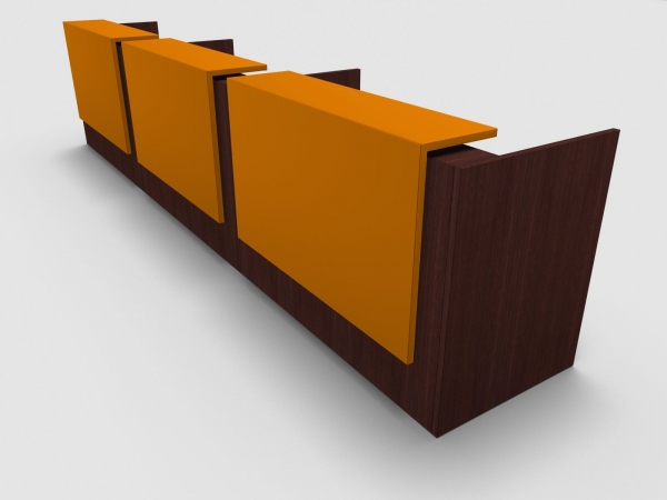Quadrifoglio Z2 Empfangstheke C36 Wenge 492cm Blende:Lack/orange Gestell:weiss