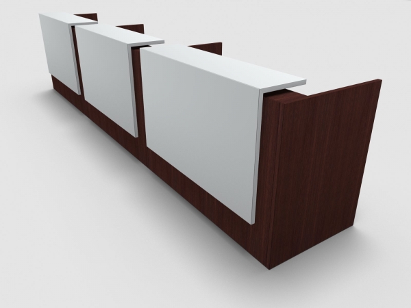 Quadrifoglio Z2 Empfangstheke C36 Wenge 492cm Blende:Lack/weiss Gestell:silbern