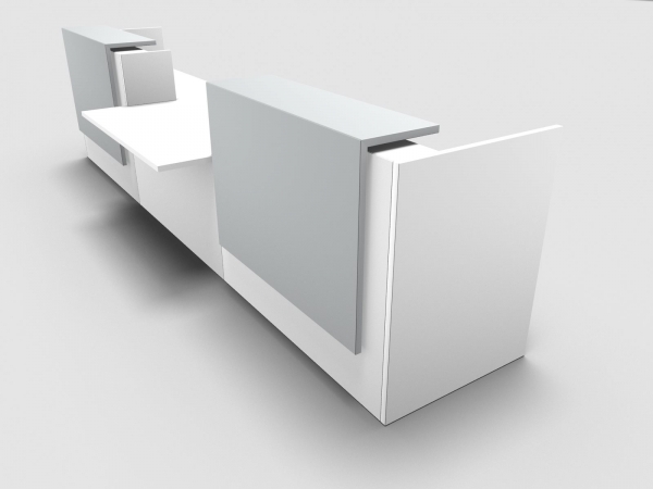 Quadrifoglio Z2 Empfangstheke C40 weiss 426cm Tisch:mittig Blende:Lack/weiss Gestell:weiss