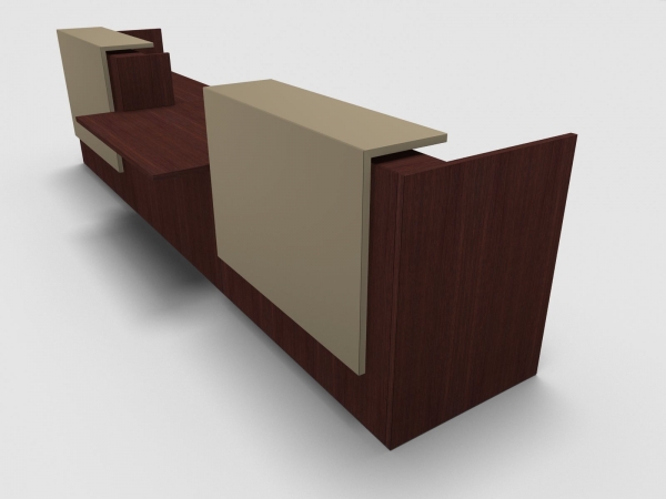 Quadrifoglio Z2 Empfangstheke C40 Wenge 426cm Tisch:mittig Blende:Lack/beige Gestell:weiss