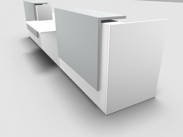 Quadrifoglio Z2 Empfangstheke C41 weiss 466cm Tisch:mittig Blende:Lack/weiss Gestell:silbern