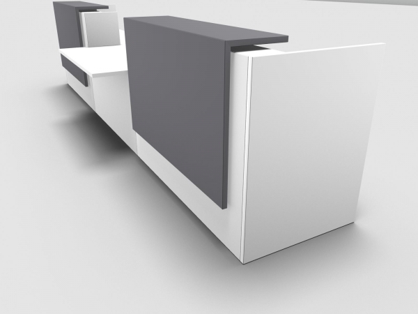 Quadrifoglio Z2 Empfangstheke C41 weiss 466cm Tisch:mittig Blende:Lack/grau Gestell:weiss