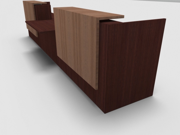 Quadrifoglio Z2 Empfangstheke C41 Wenge 466cm Tisch:mittig Blende:Walnuss Gestell:weiss